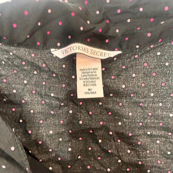 Victorias Secret Bundle  Size Medium Black With Pink Poka Dot With V Embroidered - Picture 2 of 8
